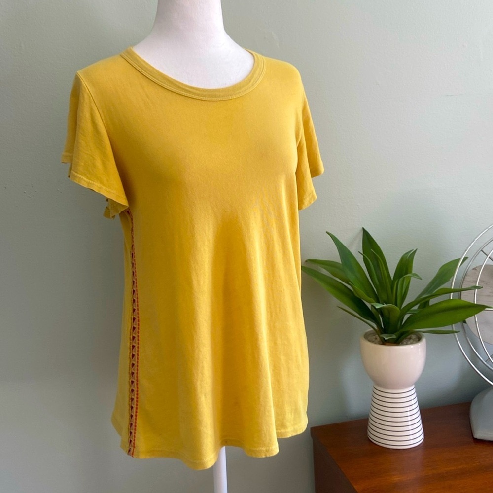 Anthropologie Dolan Left Coast Flutter Sleeve Embroidered Detail Tee Siz…